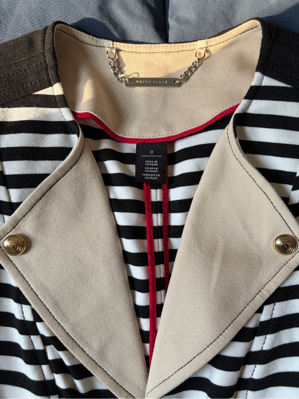 White House Black Market Black & White Striped Motorcycle Jacket